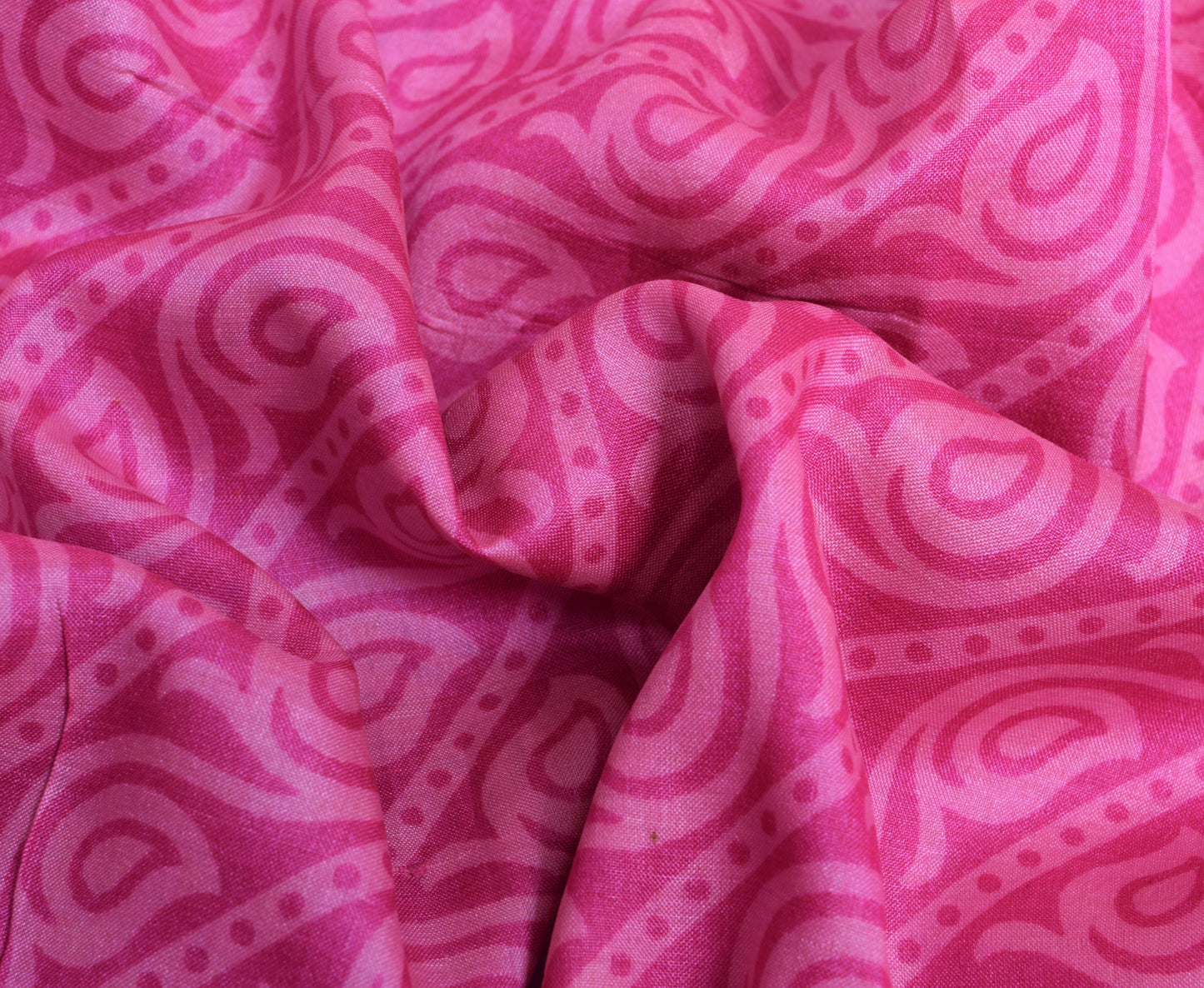 Sushila Vintage Pink Paisley Soft Saree 100% Pure Silk Printed Sari Craft Fabric