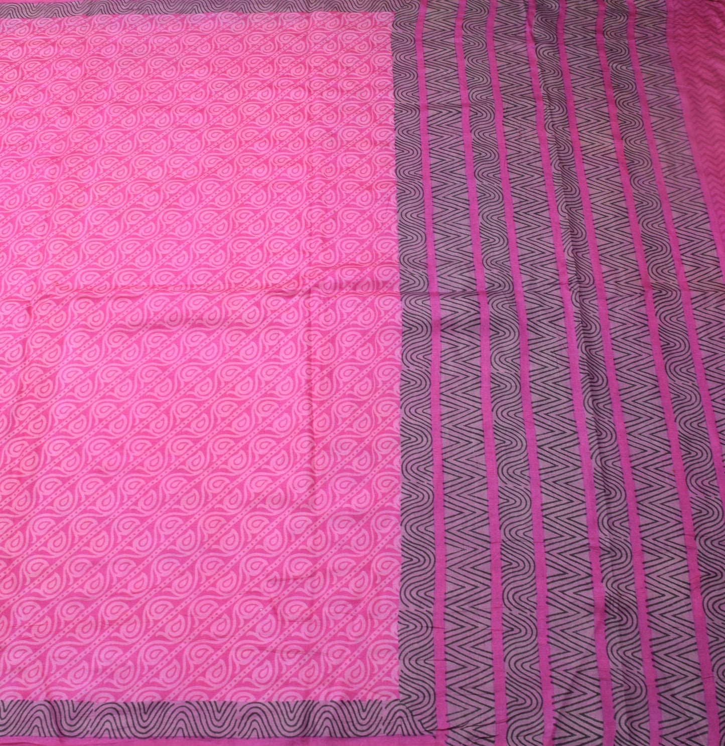 Sushila Vintage Pink Paisley Soft Saree 100% Pure Silk Printed Sari Craft Fabric