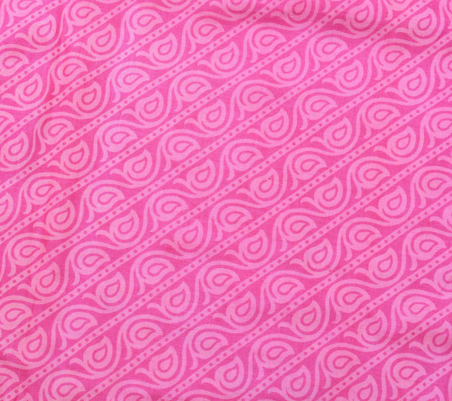 Sushila Vintage Pink Paisley Soft Saree 100% Pure Silk Printed Sari Craft Fabric