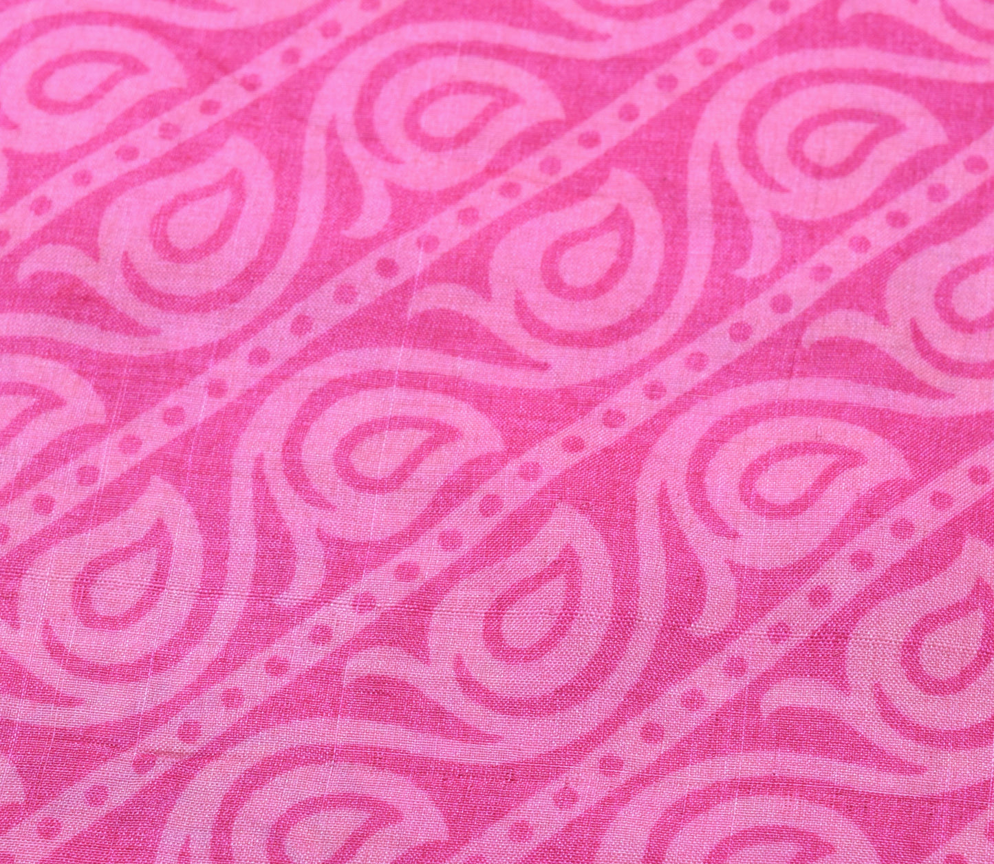 Sushila Vintage Pink Paisley Soft Saree 100% Pure Silk Printed Sari Craft Fabric