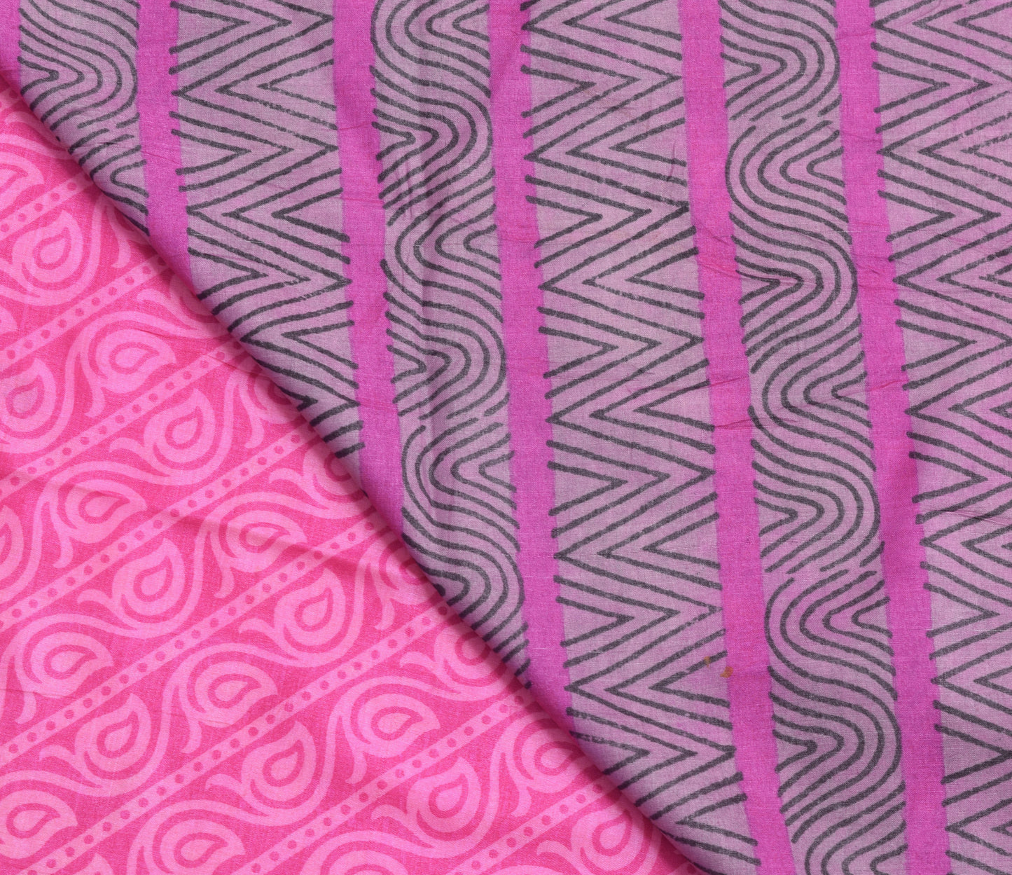 Sushila Vintage Pink Paisley Soft Saree 100% Pure Silk Printed Sari Craft Fabric