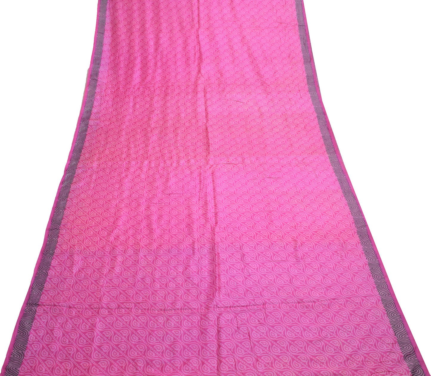 Sushila Vintage Pink Paisley Soft Saree 100% Pure Silk Printed Sari Craft Fabric