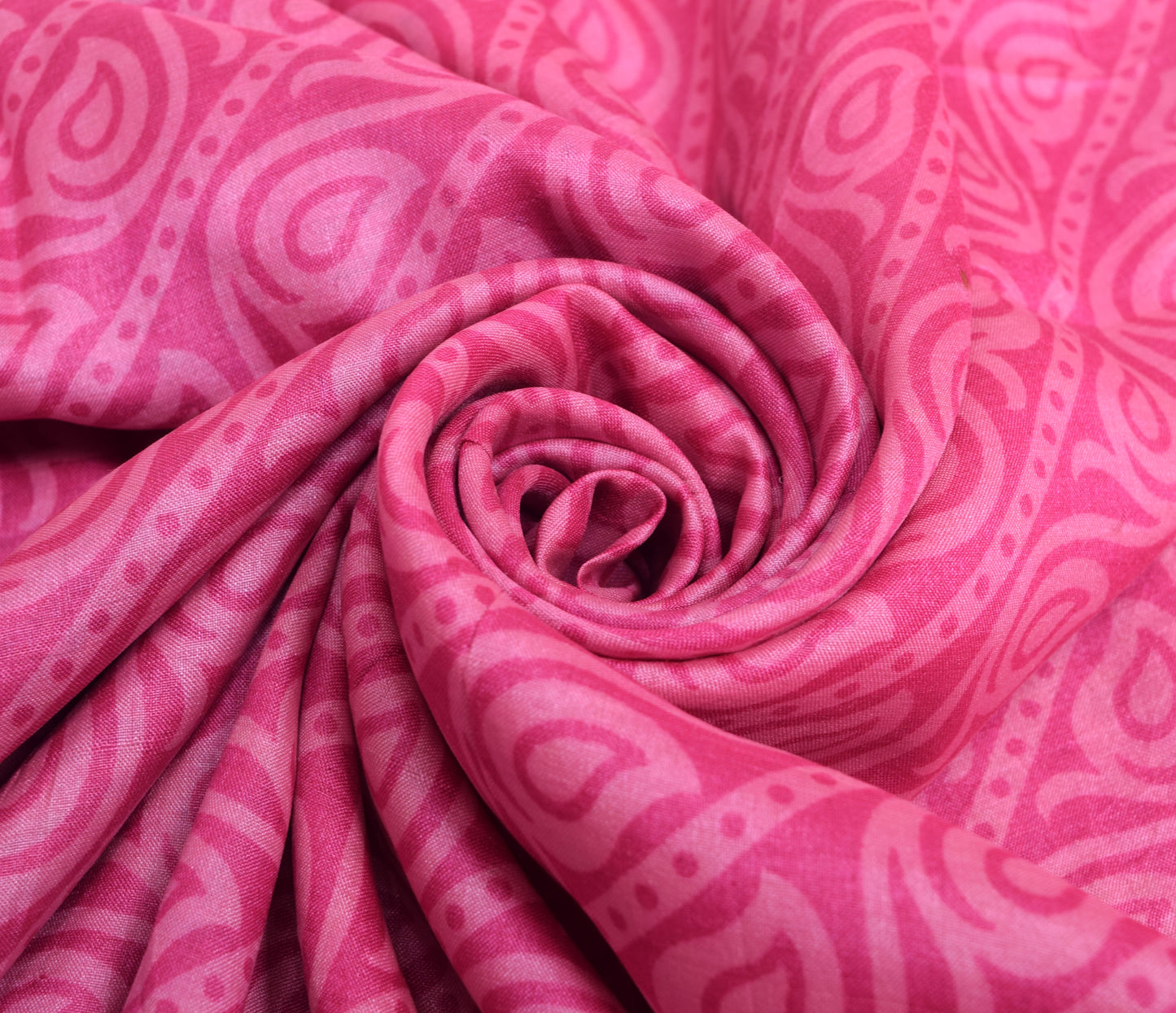 Sushila Vintage Pink Paisley Soft Saree 100% Pure Silk Printed Sari Craft Fabric