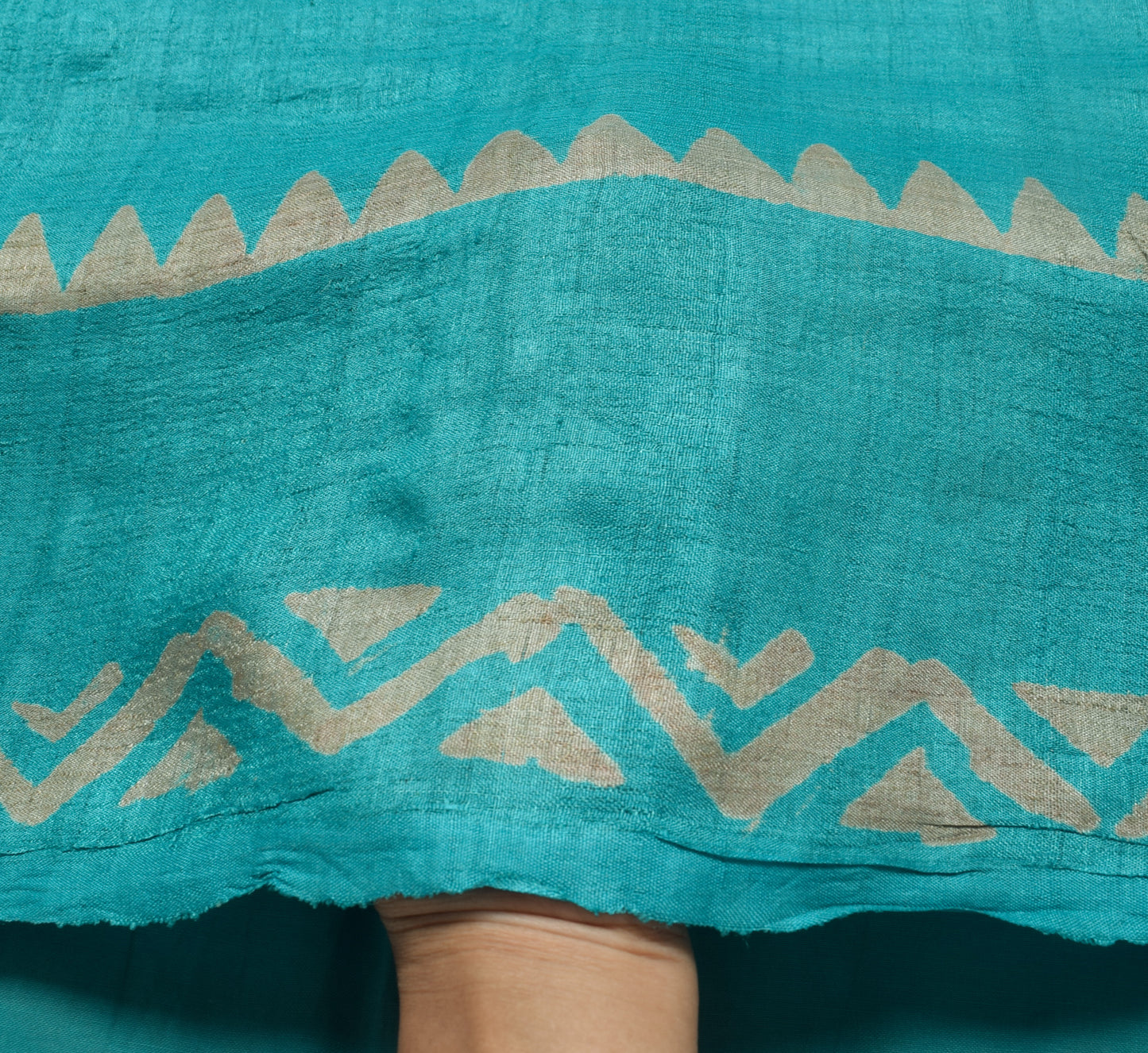 Sushila Vintage Turquoise Blue Saree 100% Pure Woolen Printed Soft Sari Fabric