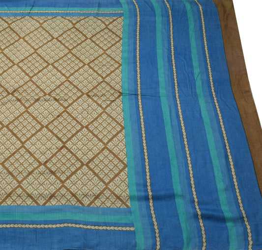 Sushila Vintage Brown Floral Saree 100% Pure Woolen Woven Branded Sari Fabric