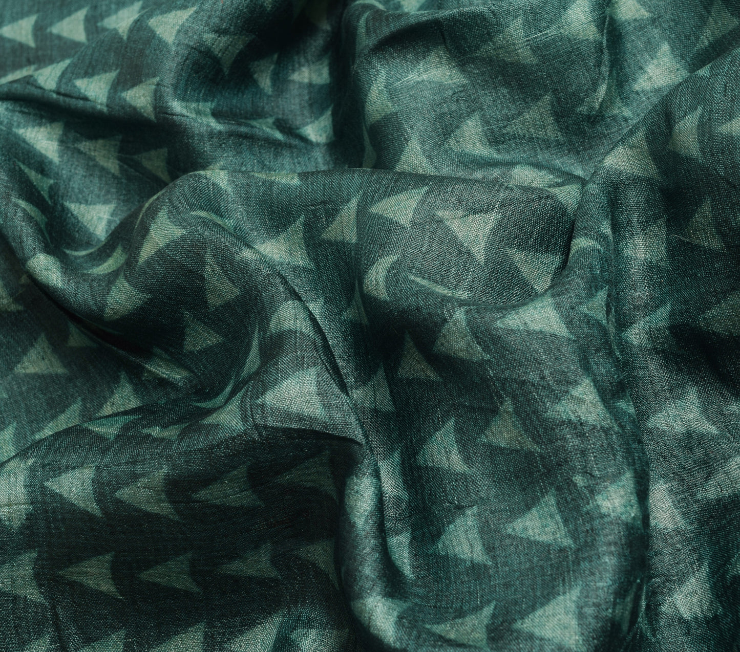 Sushila Vintage 100% Pure Silk Saree Geometrical Printed Teal Blue Sari Soft Fabric