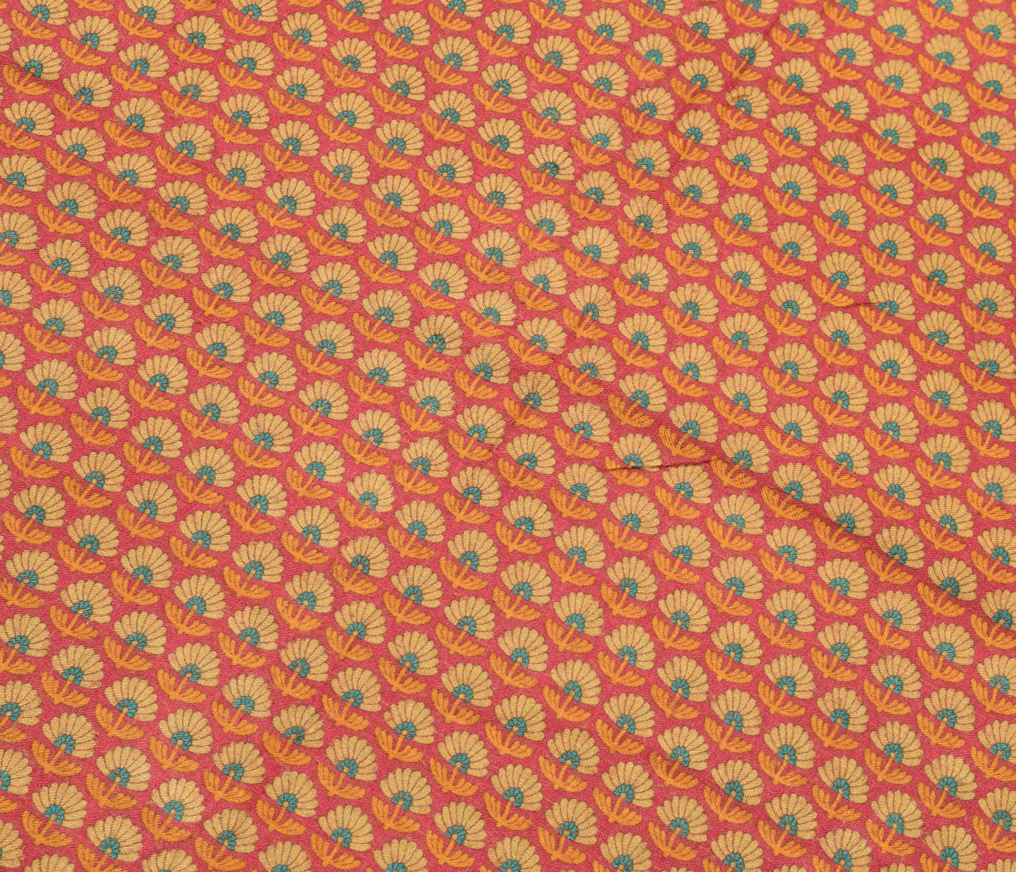 Sushila Vintage Indian Saree 100% Pure Woolen Printed & Woven Floral Sari Fabric