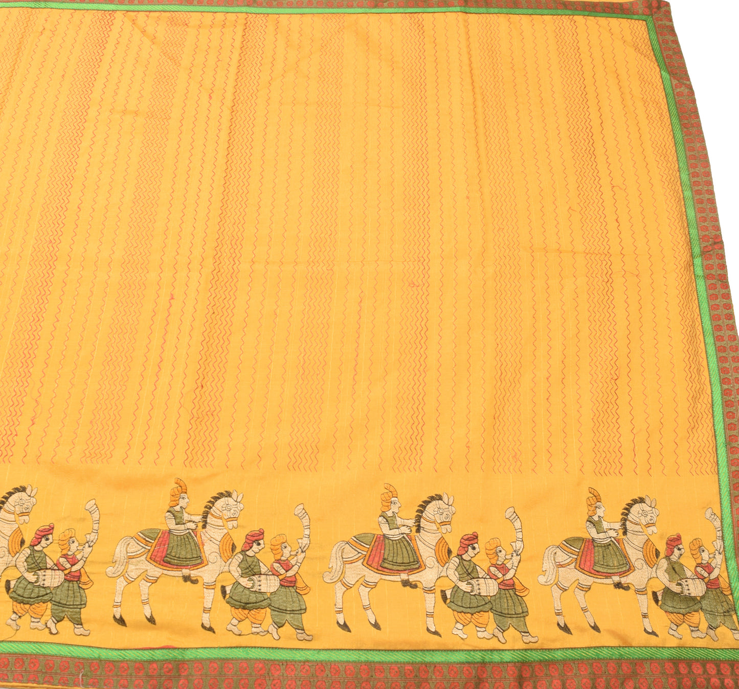 Sushila Vintage Yellow Thread Embroidered Saree Art Silk Human Sari Craft Fabric