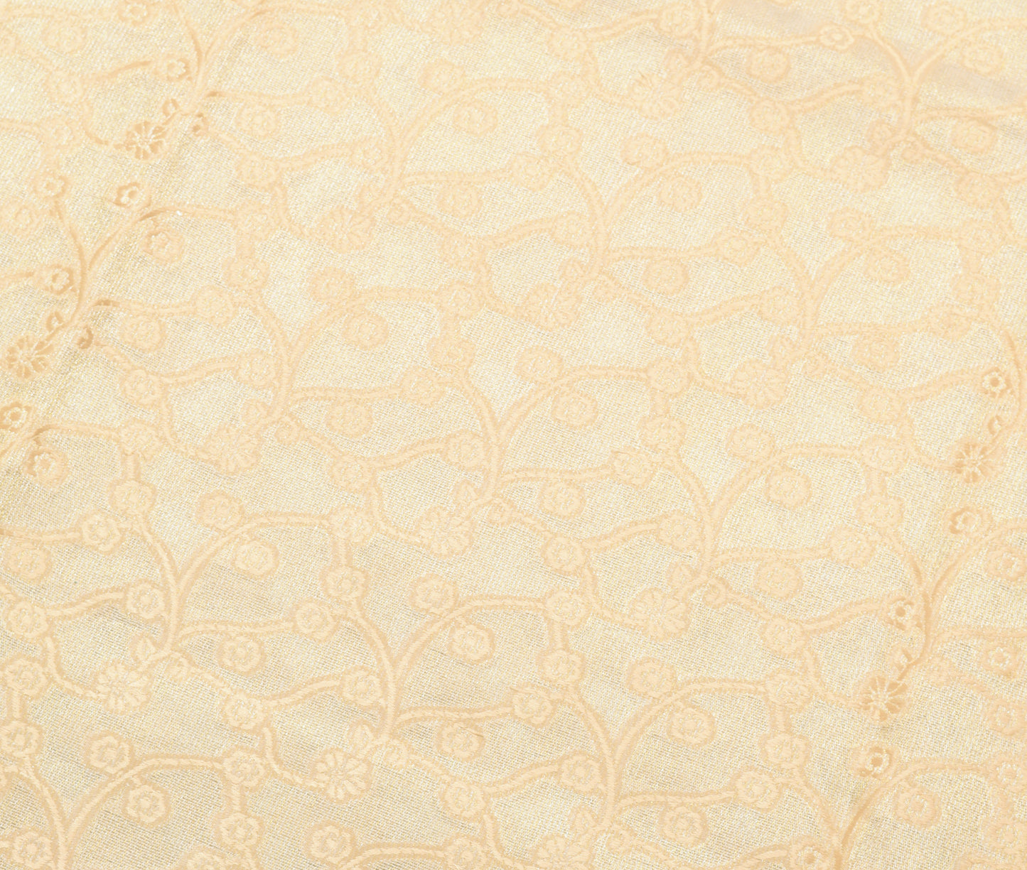 Sushila Vintage Beige Blend Tissue Saree Hand Beaded Zardozi Work Sari Fabric