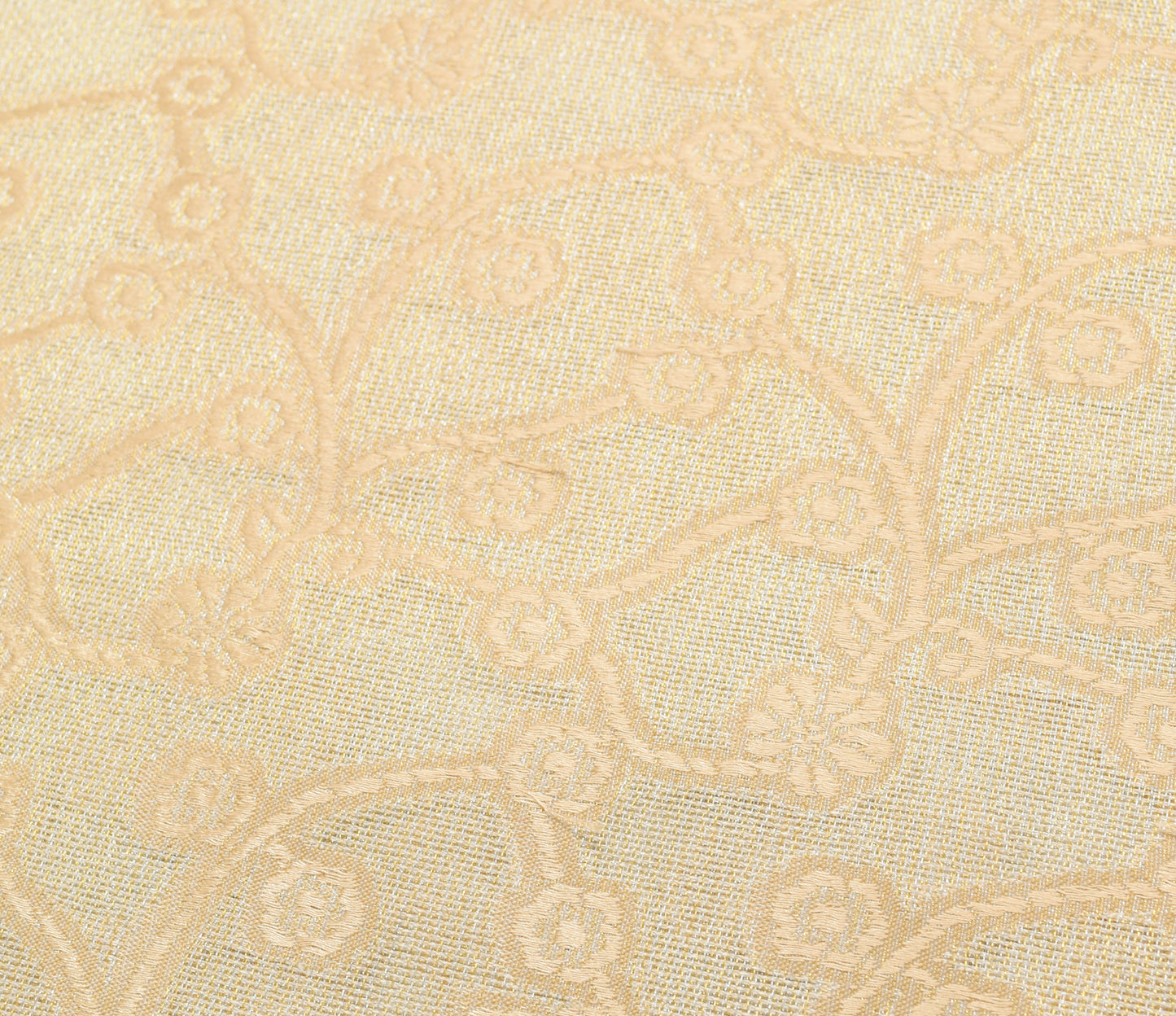 Sushila Vintage Beige Blend Tissue Saree Hand Beaded Zardozi Work Sari Fabric