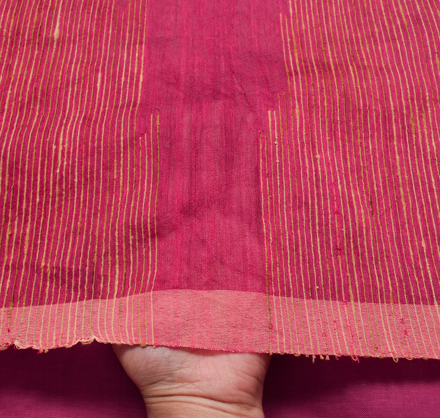Sushila Vintage Magenta Indian Saree Art Silk Tant Woven Sari Craft Fabric