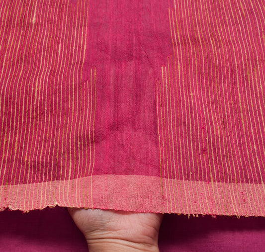 Sushila Vintage Magenta Indian Saree Art Silk Tant Woven Sari Craft Fabric