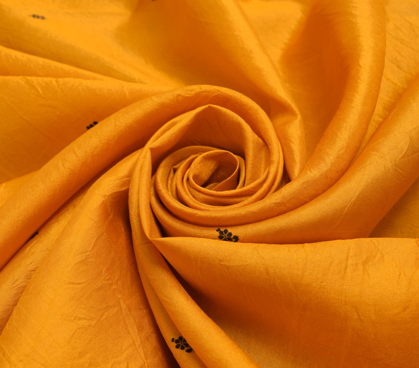 Sushila Vintage 100% Pure Silk Dark Yellow Saree Woven Floral Sari  Craft Fabric
