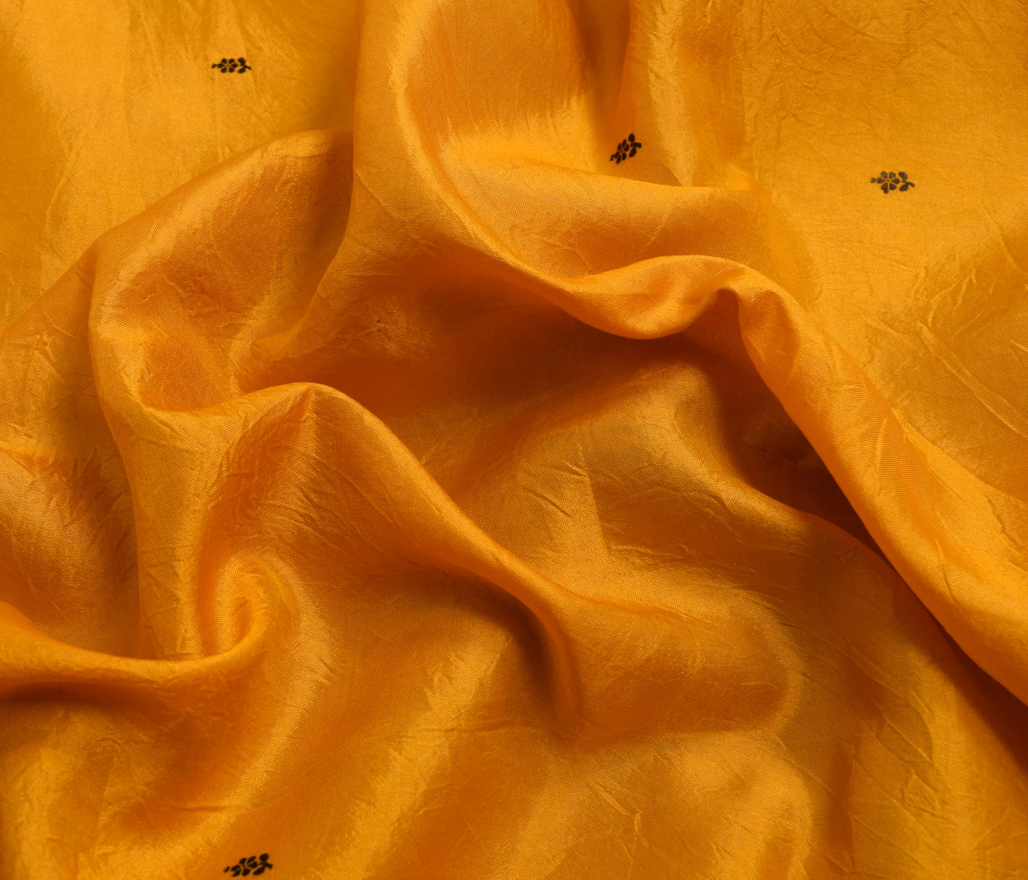 Sushila Vintage 100% Pure Silk Dark Yellow Saree Woven Floral Sari  Craft Fabric