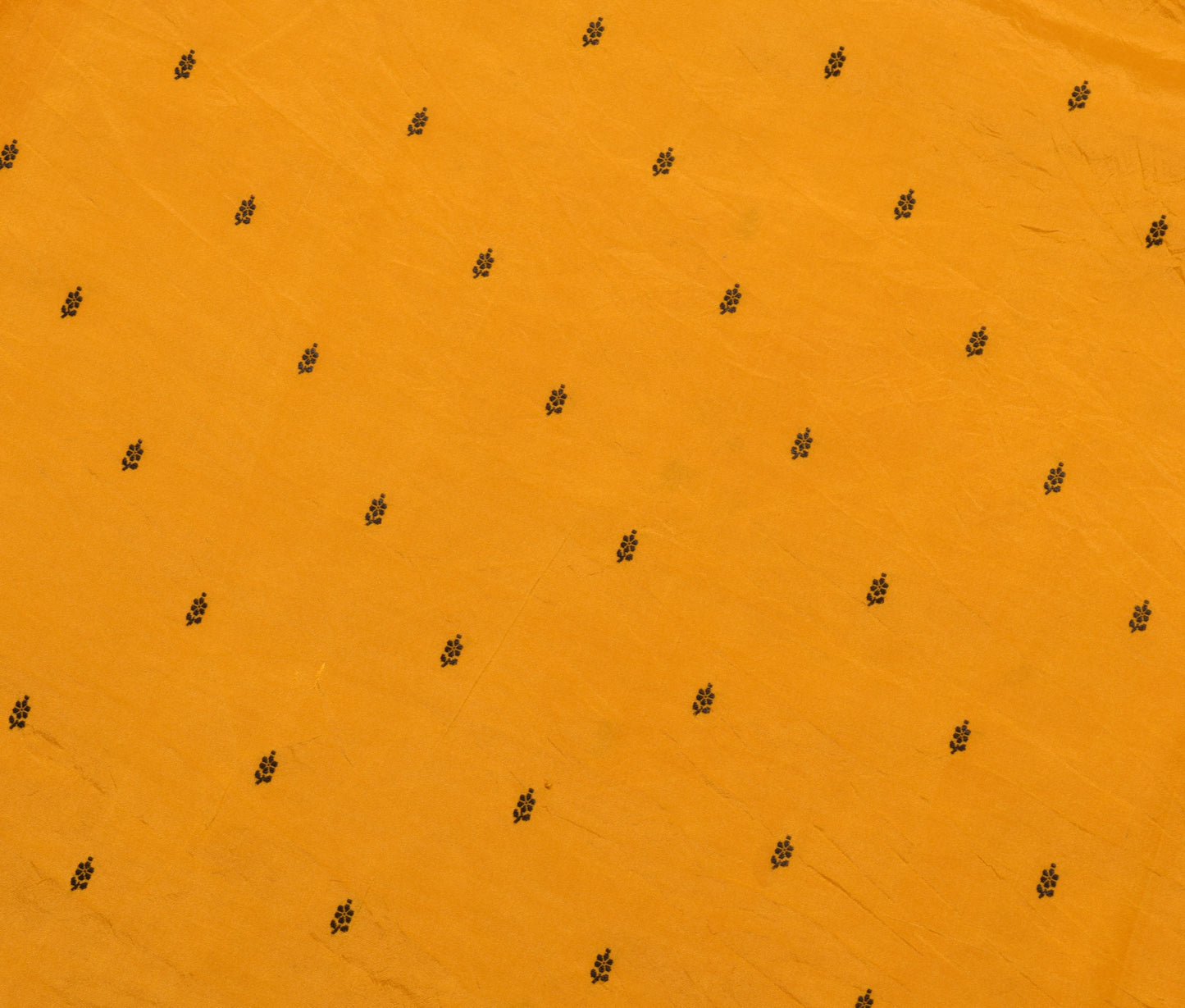 Sushila Vintage 100% Pure Silk Dark Yellow Saree Woven Floral Sari  Craft Fabric