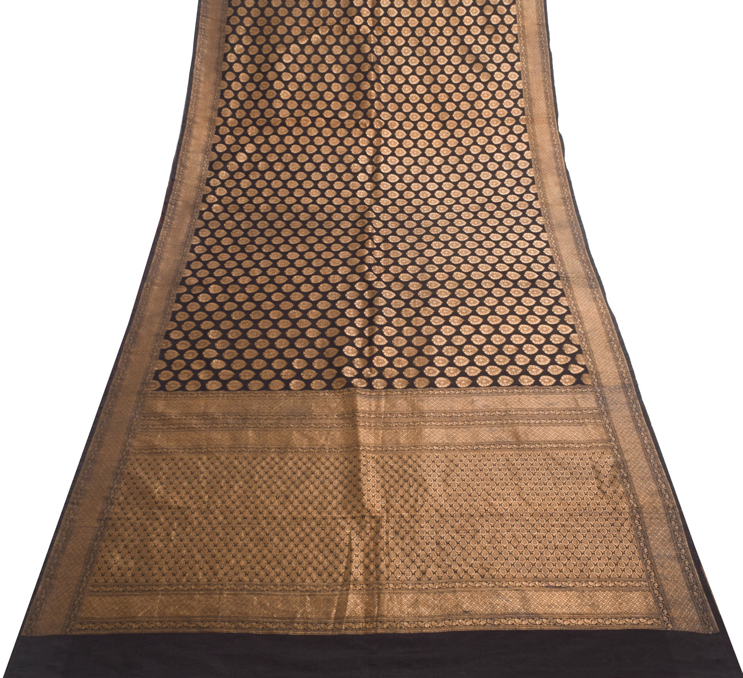 Sushila Vintage Banarasi Zari Brocade Saree Art Silk Floral Party Wear Black Sari Fabric