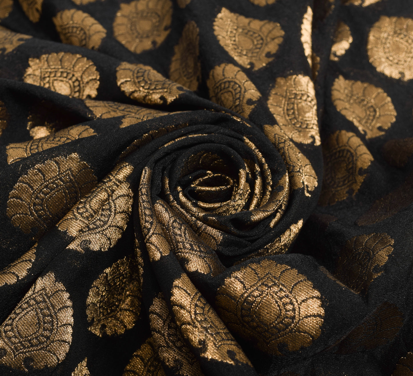 Sushila Vintage Banarasi Zari Brocade Saree Art Silk Floral Party Wear Black Sari Fabric