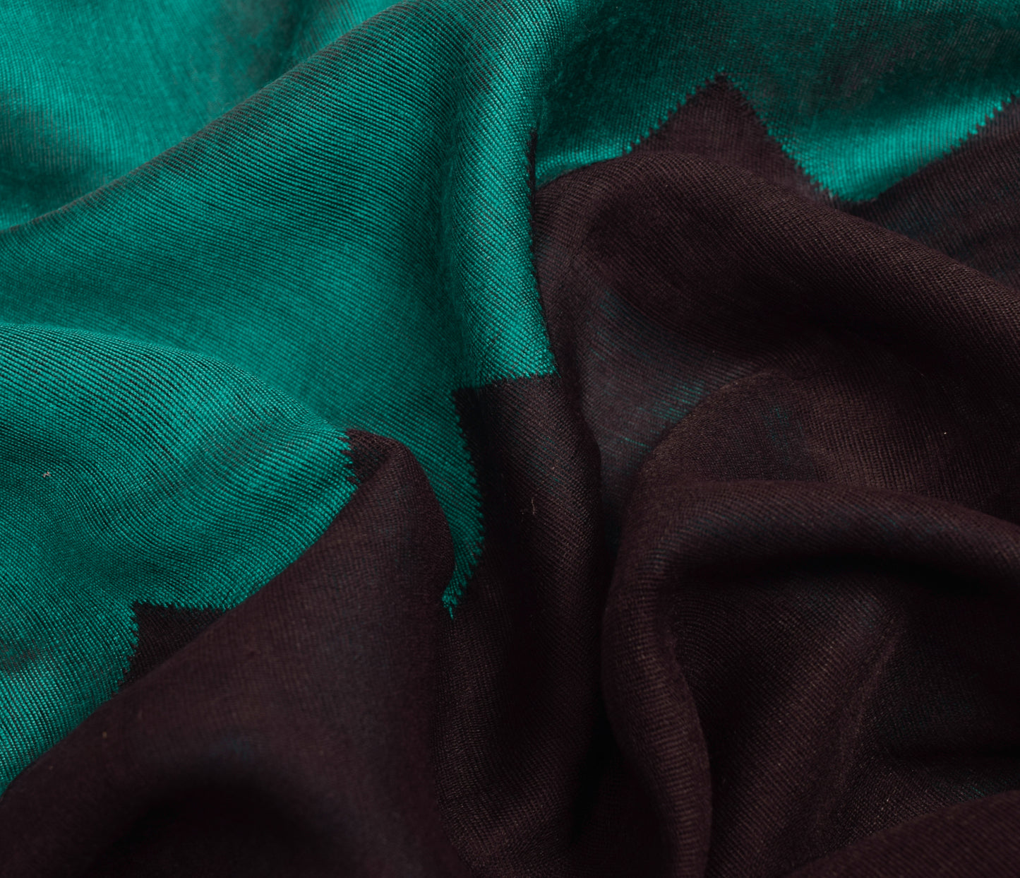 Sushila Vintage Black & Teal Green Saree Blend Cotton Silk Woven Sari Fabric