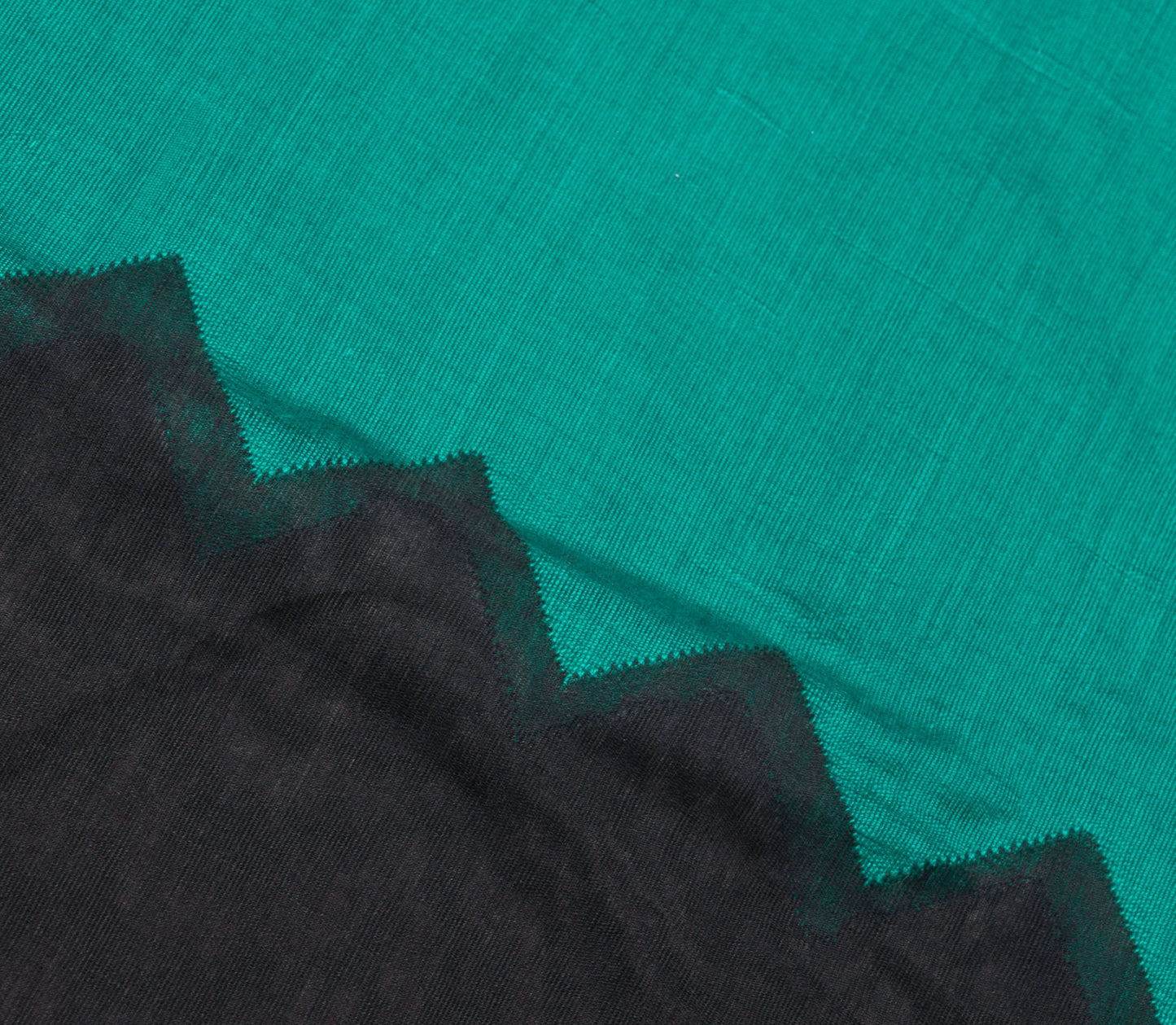 Sushila Vintage Black & Teal Green Saree Blend Cotton Silk Woven Sari Fabric