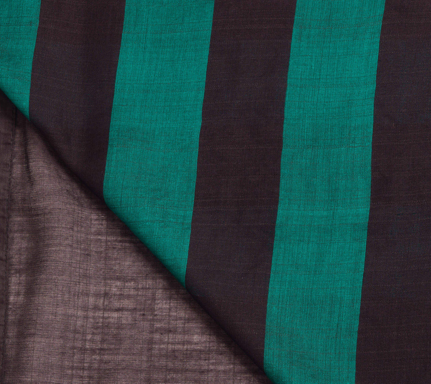 Sushila Vintage Black & Teal Green Saree Blend Cotton Silk Woven Sari Fabric