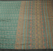 Sushila Vintage Green Floral Saree 100% Pure Woolen woven Soft Craft Sari Fabric