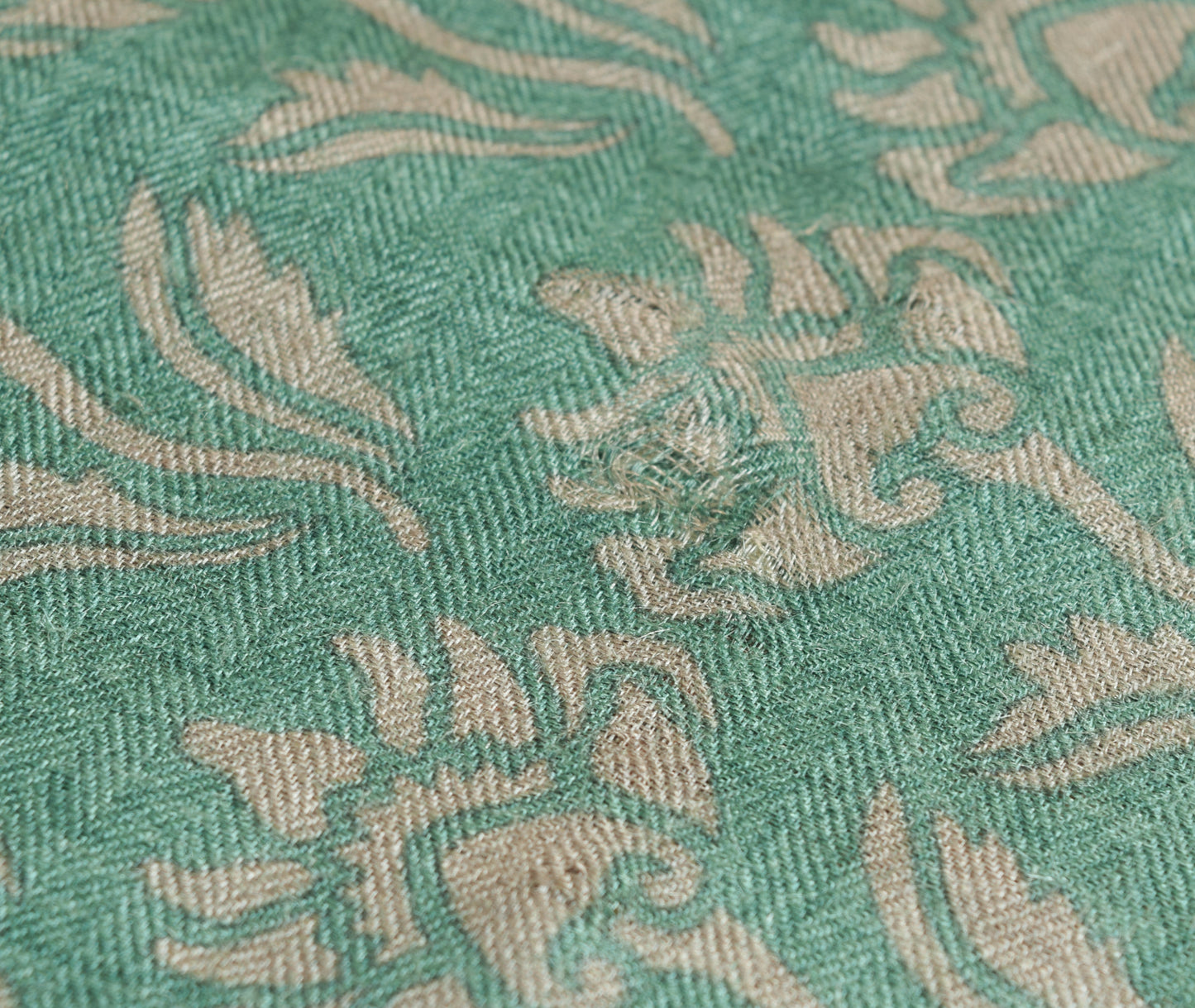 Sushila Vintage Green Floral Saree 100% Pure Woolen woven Soft Craft Sari Fabric