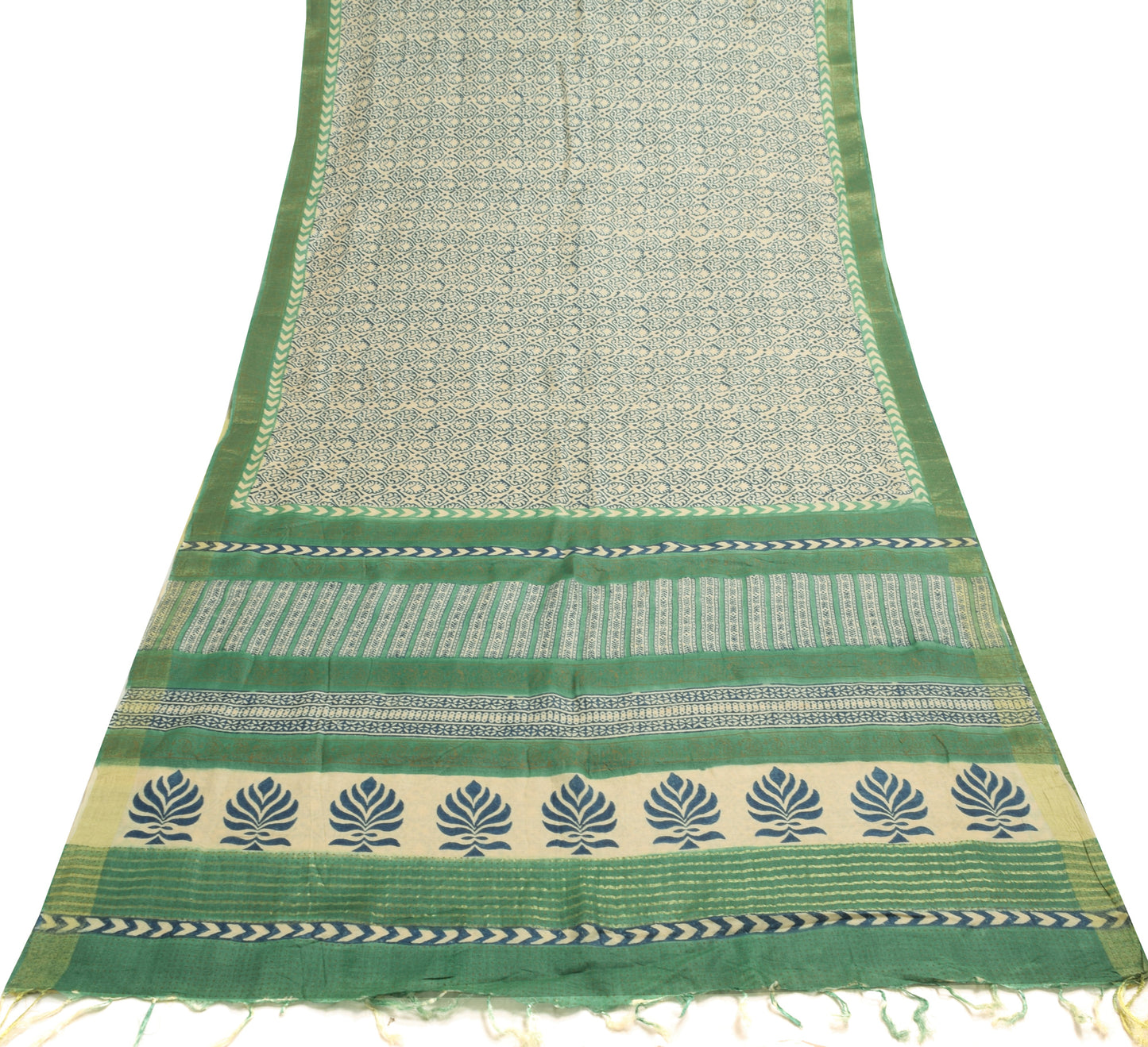 Sushila Vintage Cream Printed & Woven Saree 100% Pure Woolen Sari Craft  Fabric