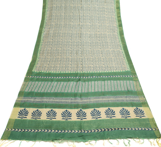 Sushila Vintage Cream Printed & Woven Saree 100% Pure Woolen Sari Craft  Fabric