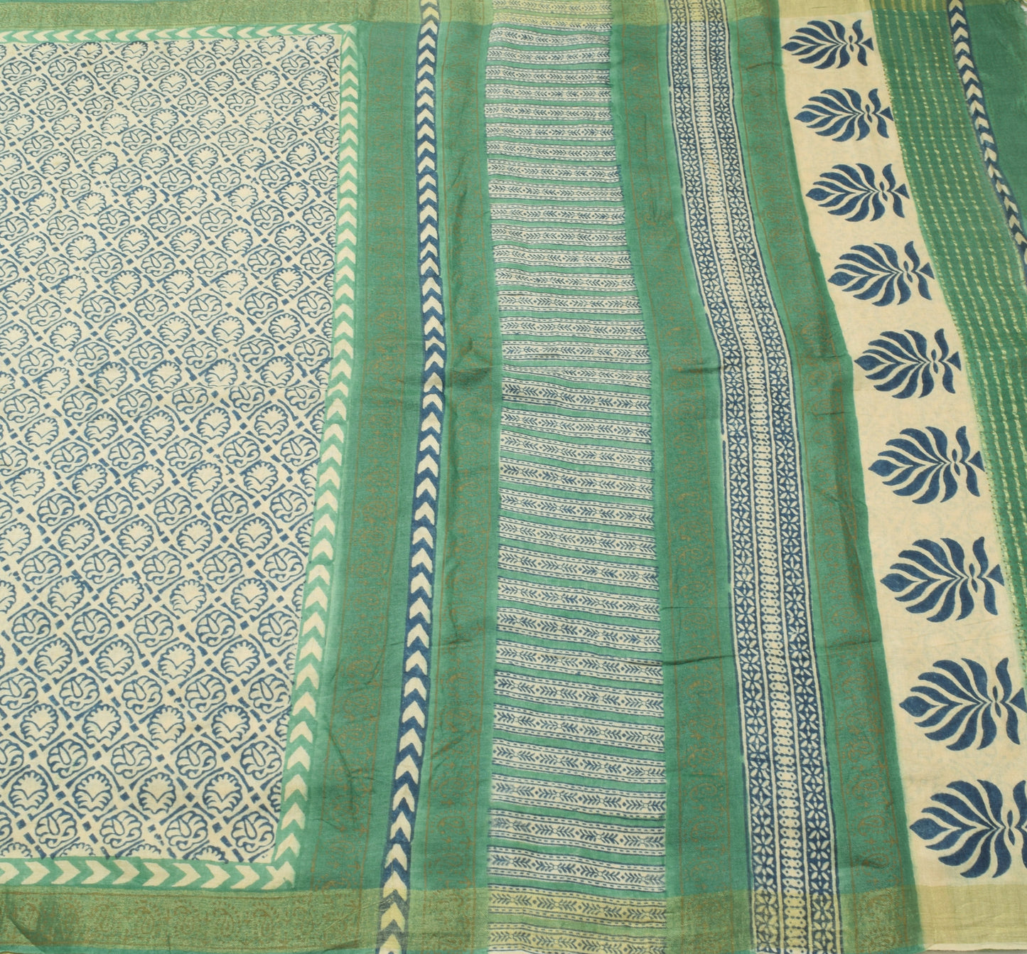 Sushila Vintage Cream Printed & Woven Saree 100% Pure Woolen Sari Craft  Fabric