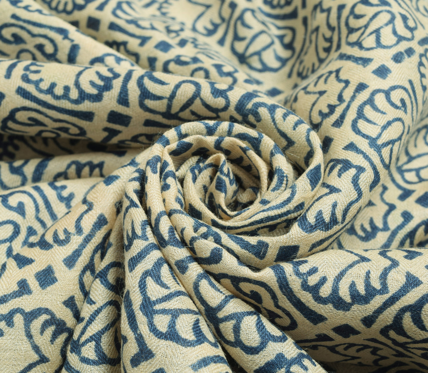Sushila Vintage Cream Printed & Woven Saree 100% Pure Woolen Sari Craft  Fabric