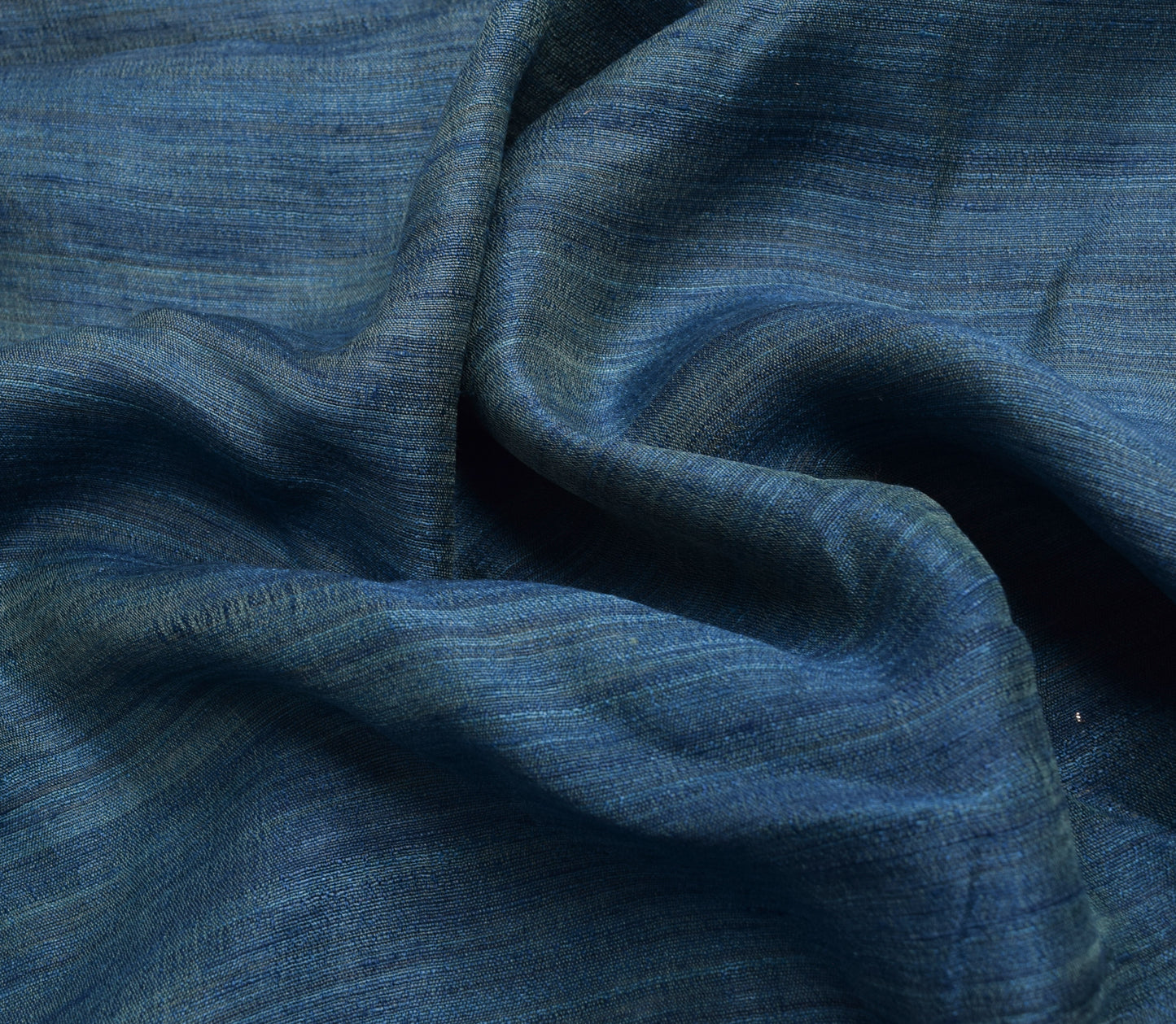 Sushila Vintage Blue Woven Floral Saree 100%Pure Woolen Indian Sari Craft Fabric