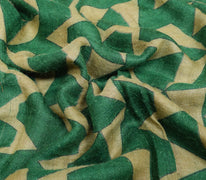 Sushila Vintage Light Brown & Green Saree 100%Pure Woolen Woven Soft Sari Fabric