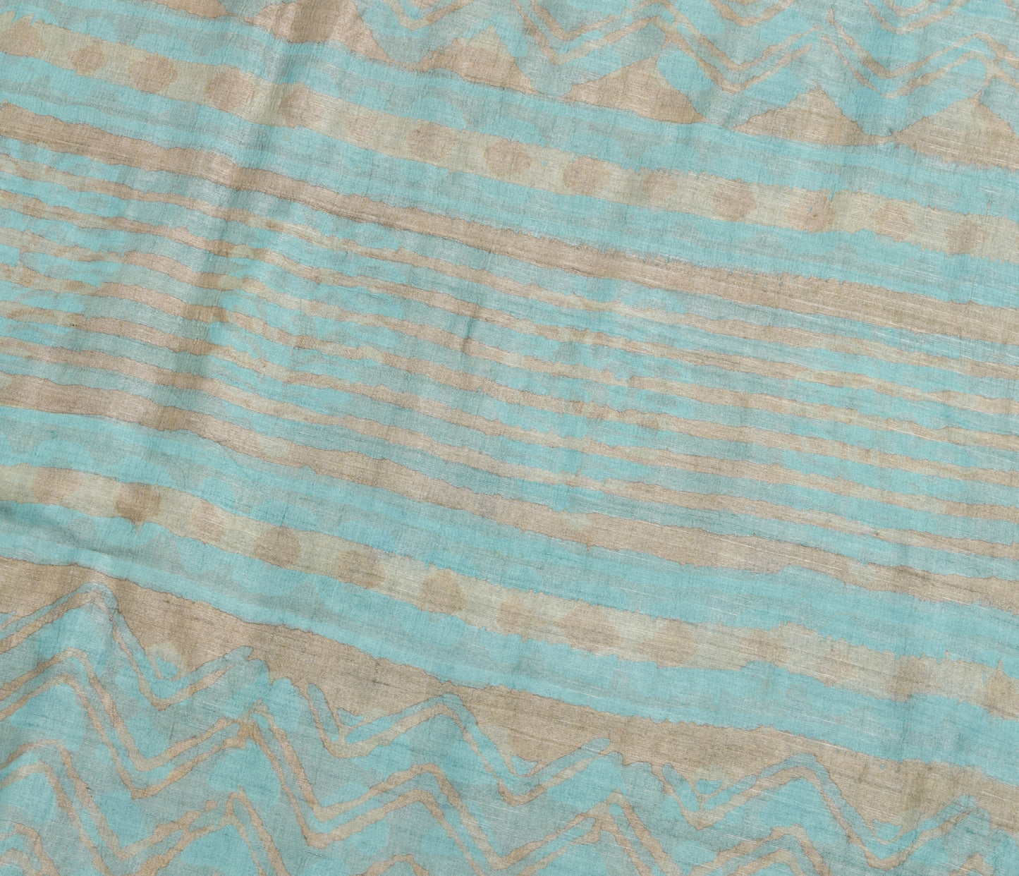 Sushila Vintage Brown Printed Saree 100%Pure Tussar Silk Sari Craft Dress Fabric