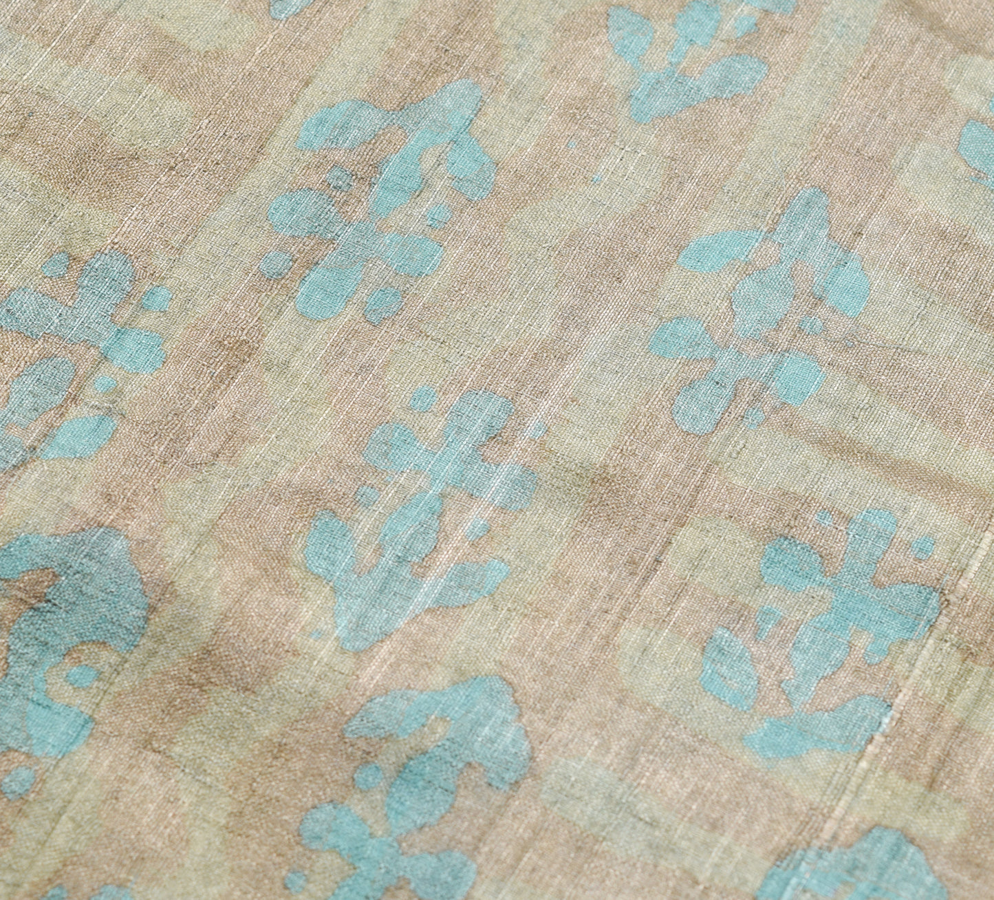 Sushila Vintage Brown Printed Saree 100%Pure Tussar Silk Sari Craft Dress Fabric