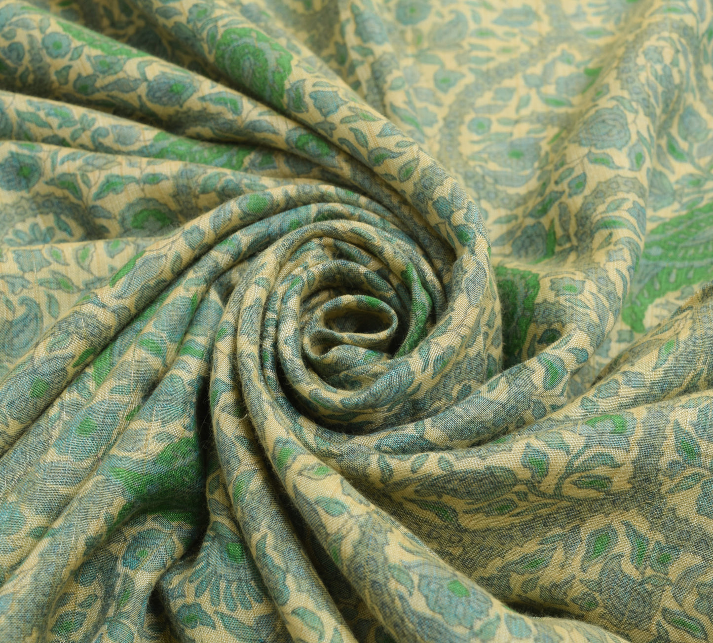 Vtg Cream Saree Pure Silk Printed with Woven Border Soft Branded Sari Fabric