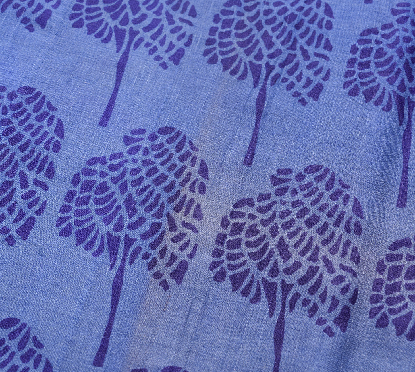 Sushila Vintage Turquoise Blue Saree 100% Pure Tussar Silk Printed Sari Fabric