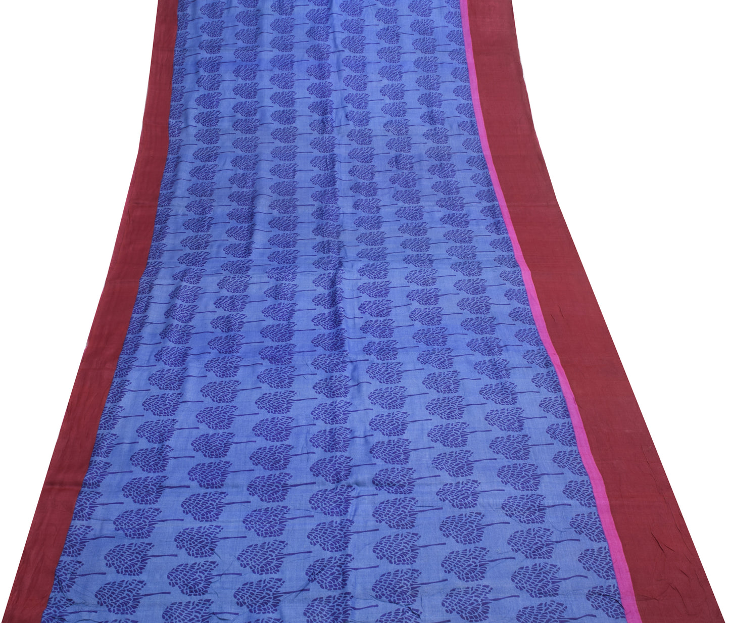 Sushila Vintage Turquoise Blue Saree 100% Pure Tussar Silk Printed Sari Fabric