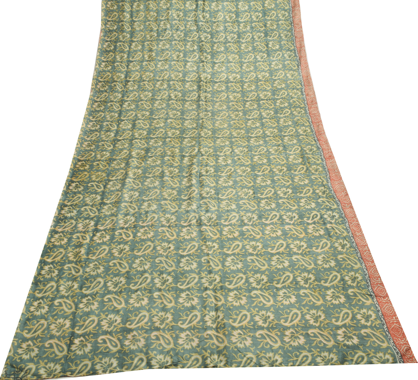 Sushila Vintage Branded Saree Pure Tussar Silk Hand Block Print Soft Sari Fabric