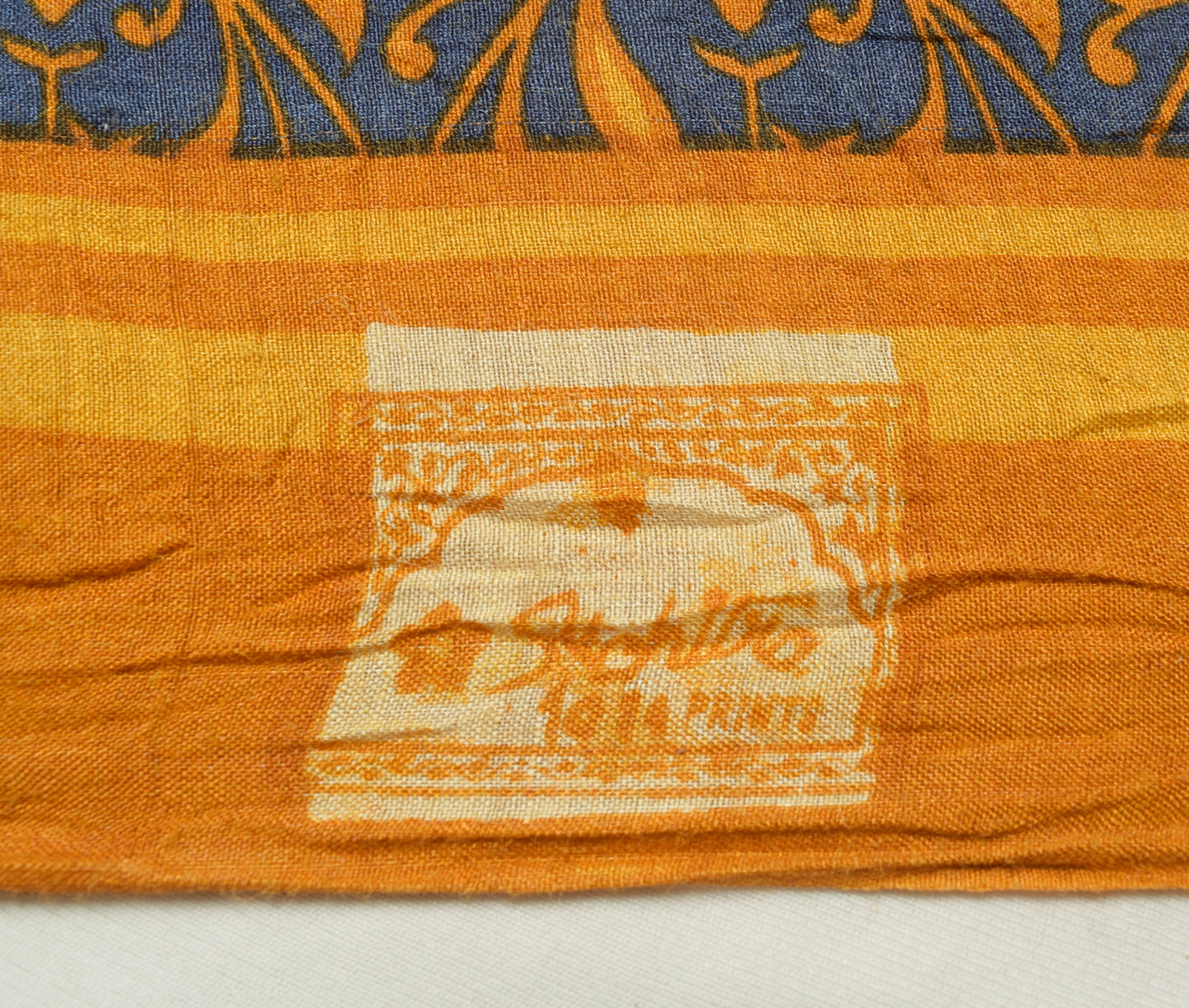 Sushila Vintage 100% Pure Woolen Saree Birds Printed Sari Branded Craft Fabric