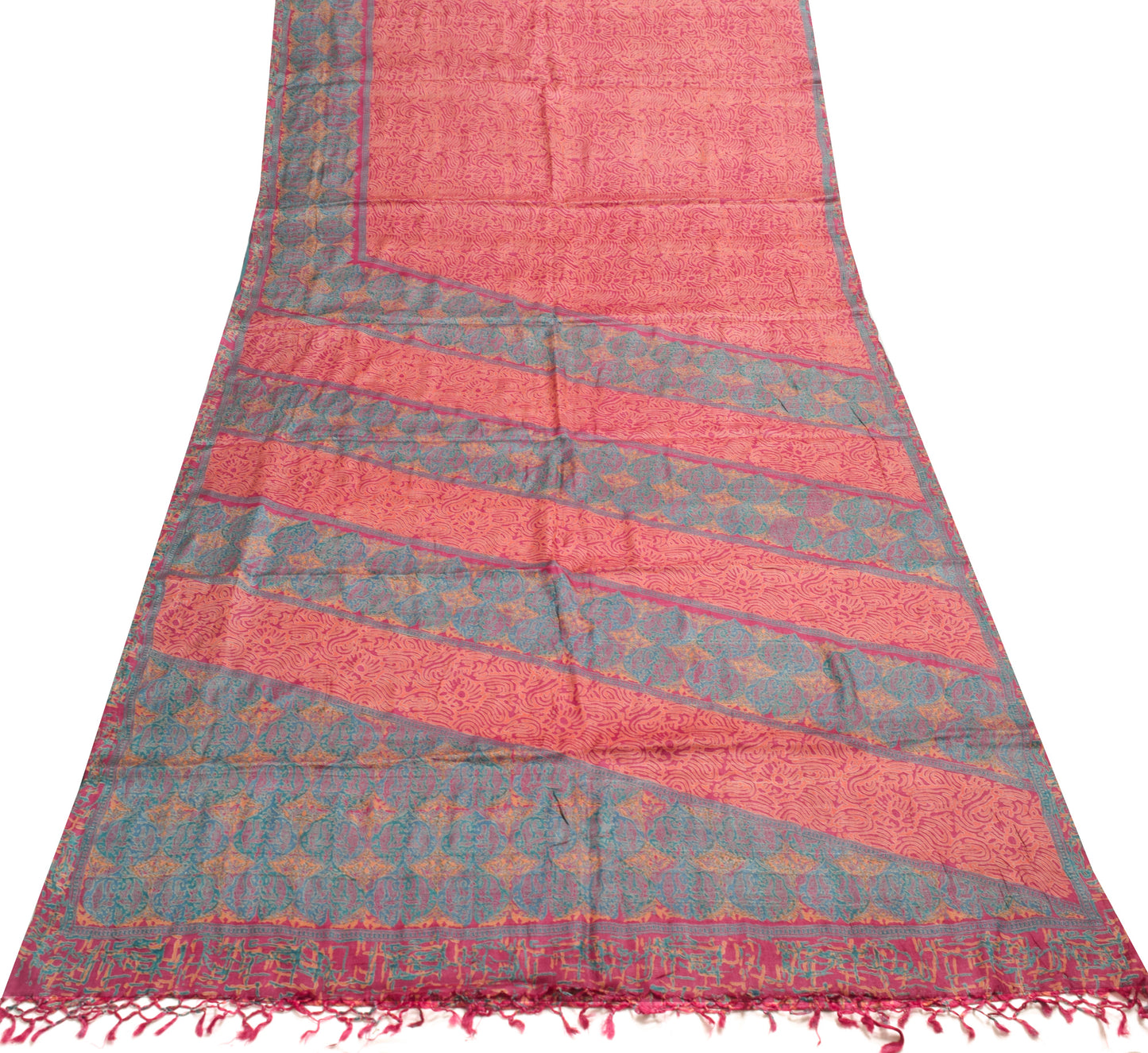Sushila Vintage 100% Pure Silk Saree Printed & Woven Soft Handloom Sari Fabric