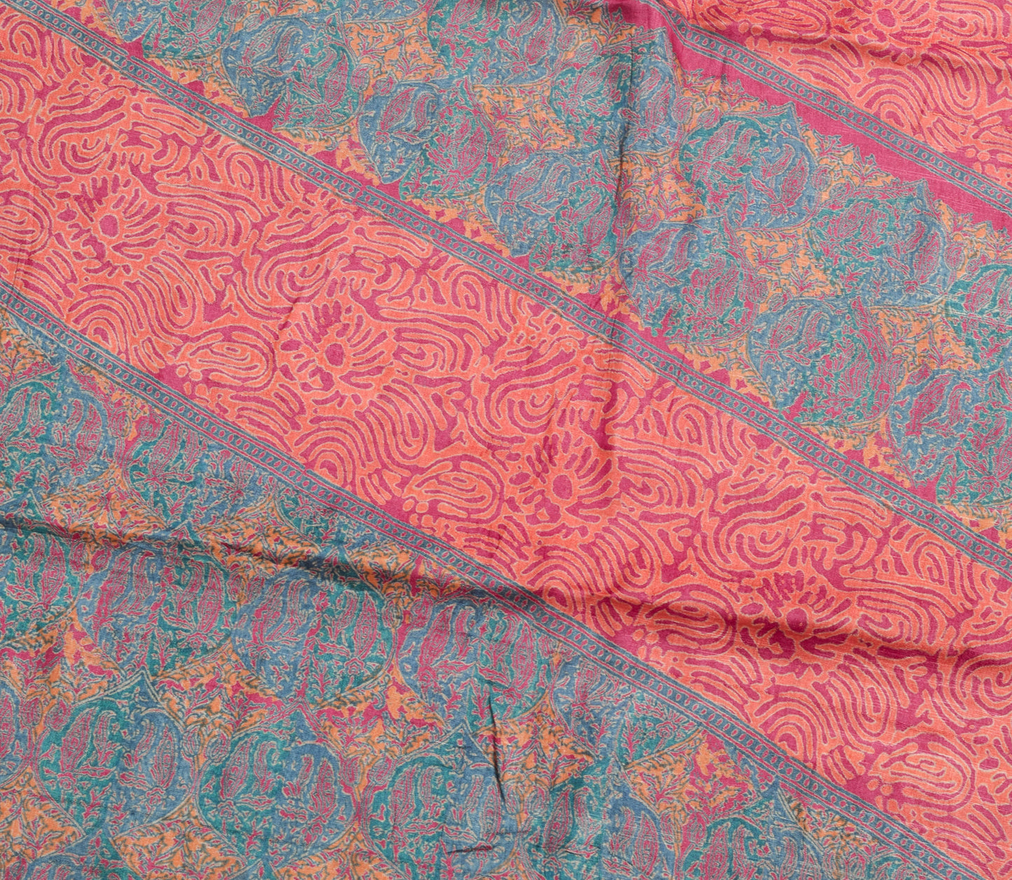 Sushila Vintage 100% Pure Silk Saree Printed & Woven Soft Handloom Sari Fabric