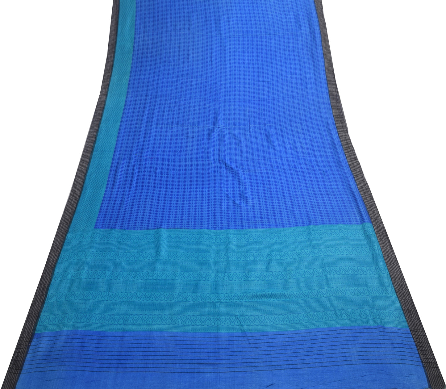 Sushila Vintage Blue 100% Pure Woolen Saree Woven Soft Women's Sari Craft Fabric