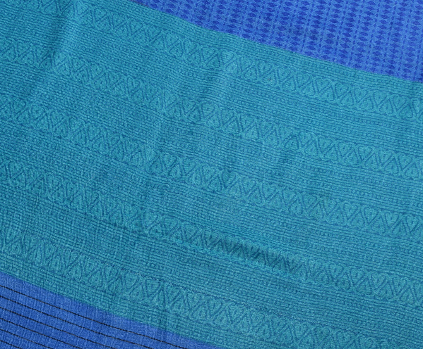 Sushila Vintage Blue 100% Pure Woolen Saree Woven Soft Women's Sari Craft Fabric