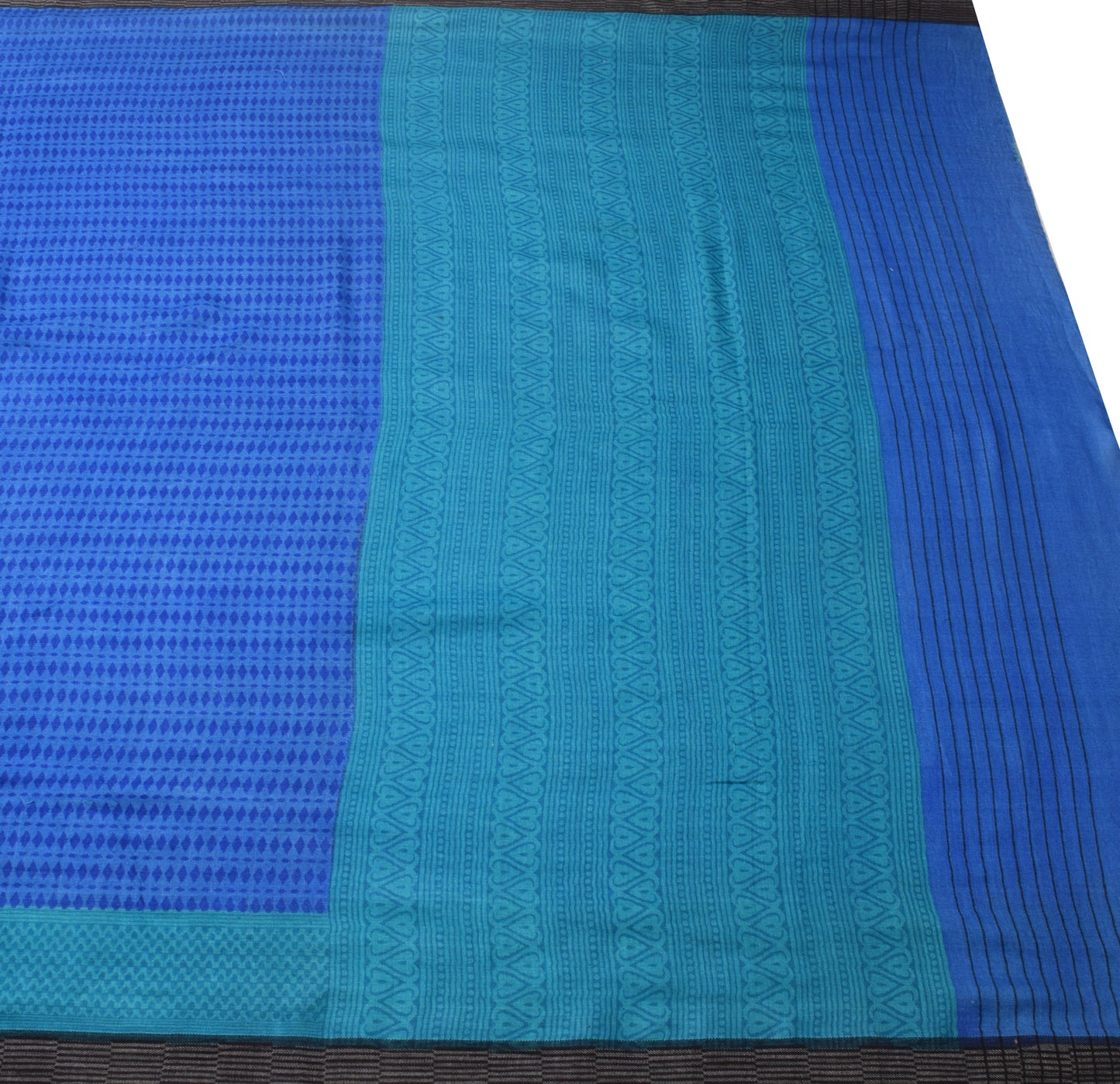 Sushila Vintage Blue 100% Pure Woolen Saree Woven Soft Women's Sari Craft Fabric