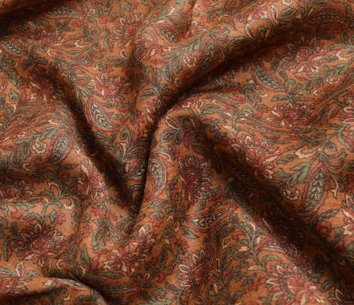 Sushila Vintage Brown Pure Cotton Silk Saree All Over Printed Floral Sari Fabric