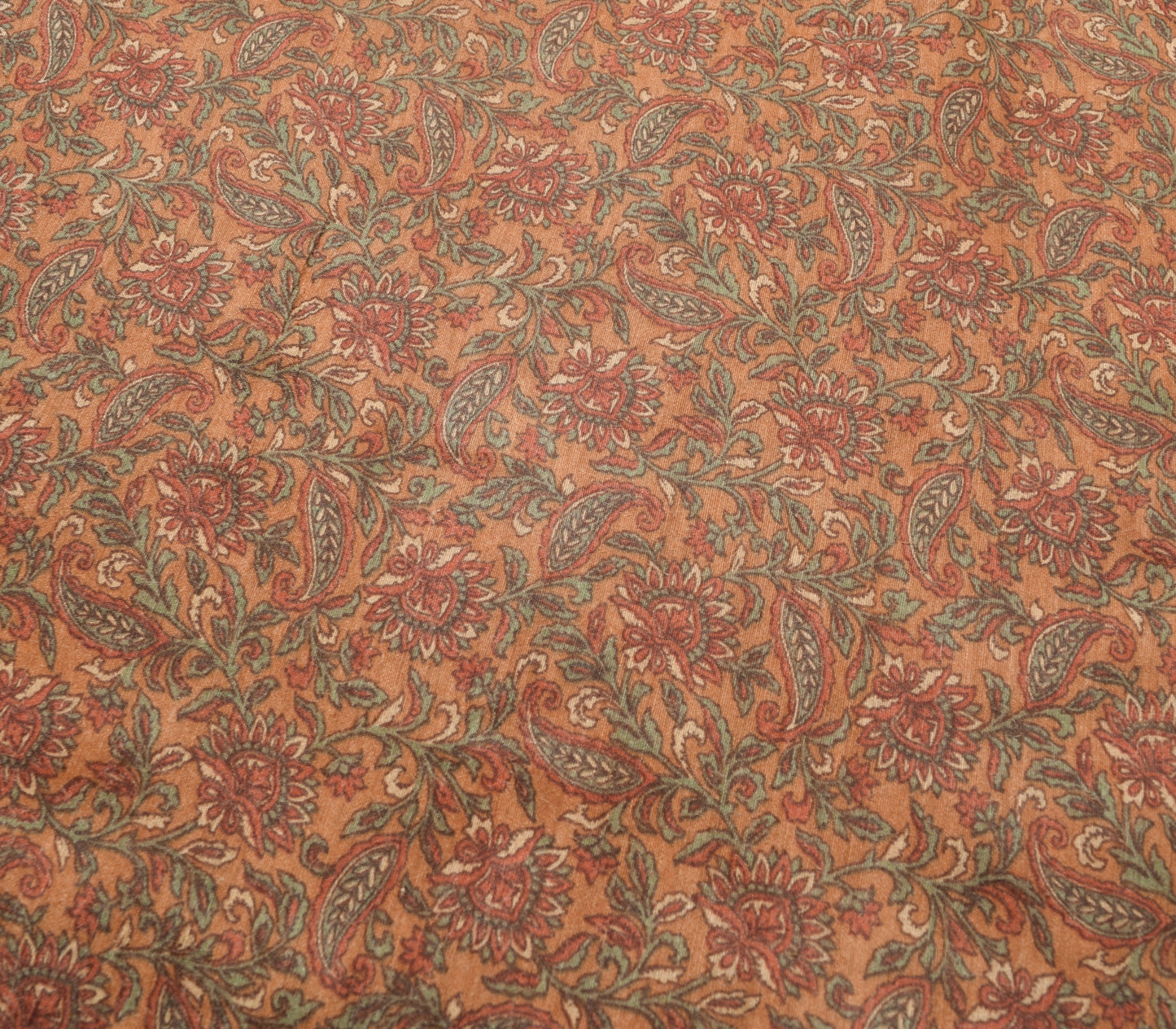 Sushila Vintage Brown Pure Cotton Silk Saree All Over Printed Floral Sari Fabric