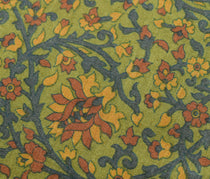 Sushila Vintage Green 100% Pure Woolen Saree Floral Woven Soft Sari Craft Fabric