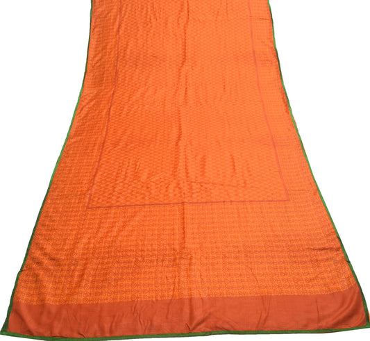 Sushila Vintage Orange Saree 100% Pure Woolen Woven Branded Sari Craft Fabric