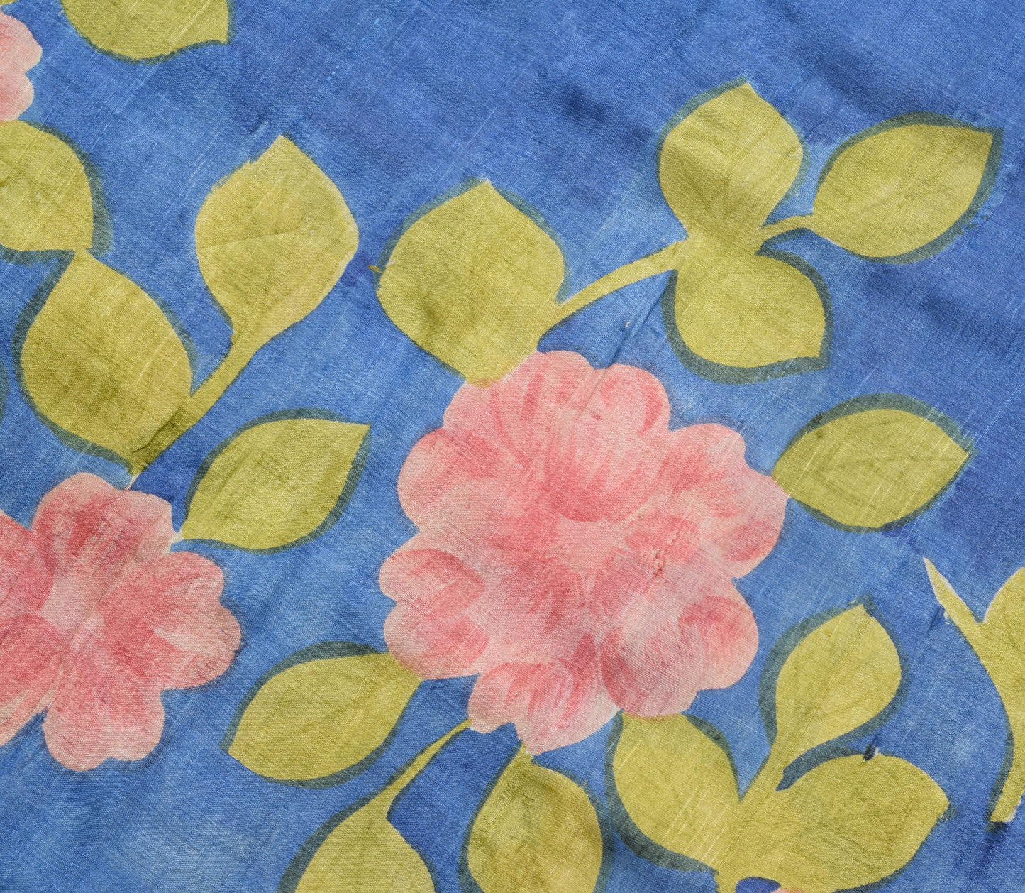 Sushila Vintage Blue Saree 100% Pure Tussar Silk Woven Floral Soft Sari Fabric