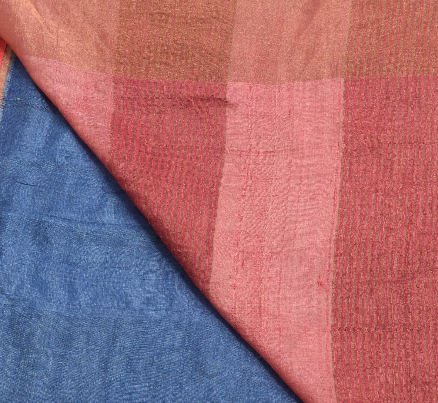 Sushila Vintage Blue Saree 100% Pure Tussar Silk Woven Floral Soft Sari Fabric